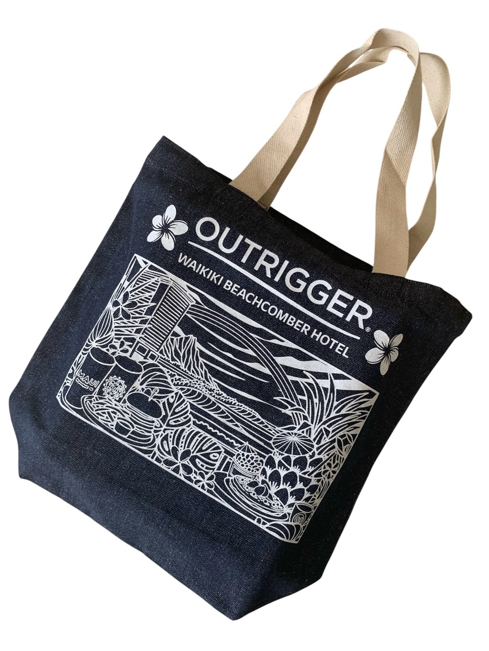 Waikiki Beachcomber Hotel Tote Bag NWOT Hawaii Souvenir Canvas Shopper Navy
